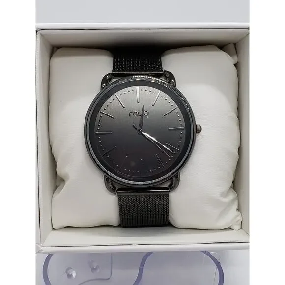 Men's Folio Large Black face dress watch